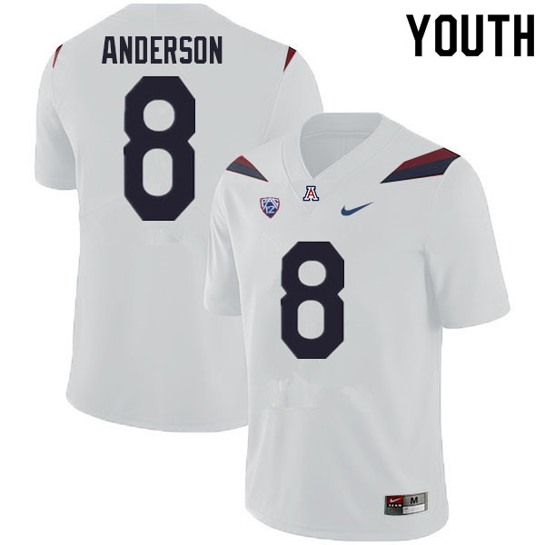 Youth #8 Drake Anderson Arizona Wildcats College Football Jerseys Sale-White